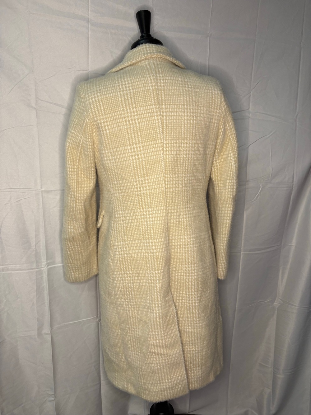Calvin Klein Cream Plaid Long Coat Women’s Size 10 - Picture 5 of 9